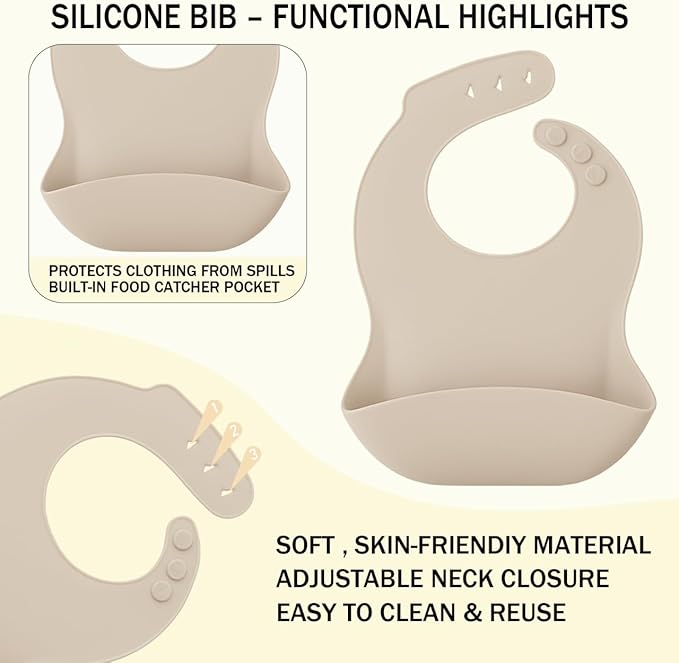 Multifunctional Silicone Baby Feeding Set: Safe Material, Considerate Design, Facilitate Easy Feeding