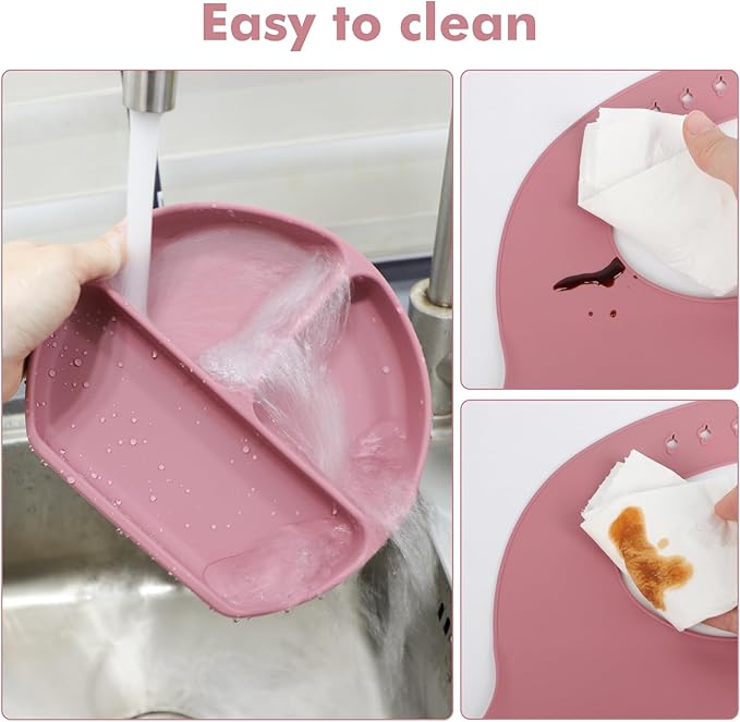 Pink Baby Silicone Tableware Set: Safe and Slip - Resistant, Helping Babies Enjoy Meals Happily