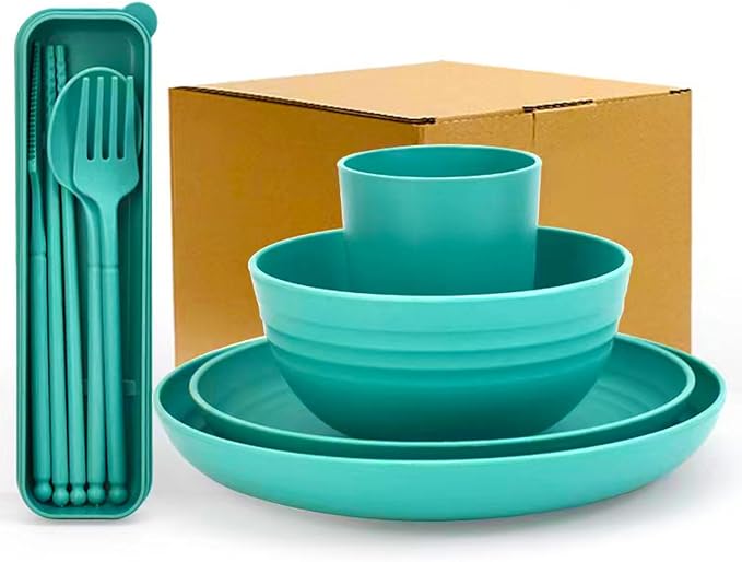 Turquoise Portable Silicone Tableware Set: Safe and Durable, Enjoy Delicious Moments