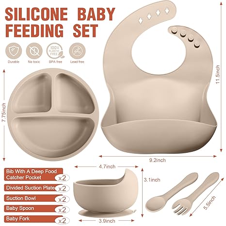 Multi - Piece Silicone Baby Feeding Set: Safe and Slip - Resistant, Meeting Babies' Growing Dining Needs