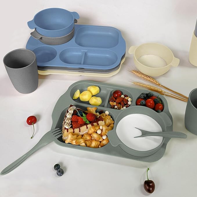 Multi - Color Partitioned Silicone Tableware Set: Safe and Practical, Meeting Diverse Dining Needs