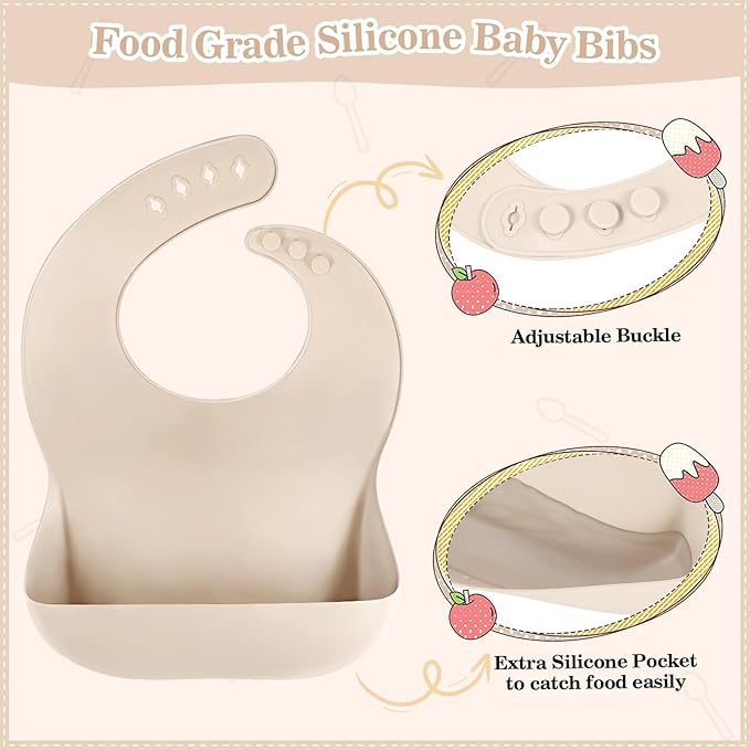10 - Piece Beige Baby Silicone Tableware Set: Safe and Multifunctional, Meeting All Baby Feeding Needs