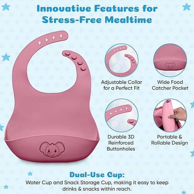 Pink Baby Silicone Tableware Set: Safe and Spill - Proof, Helping Babies Eat Easily