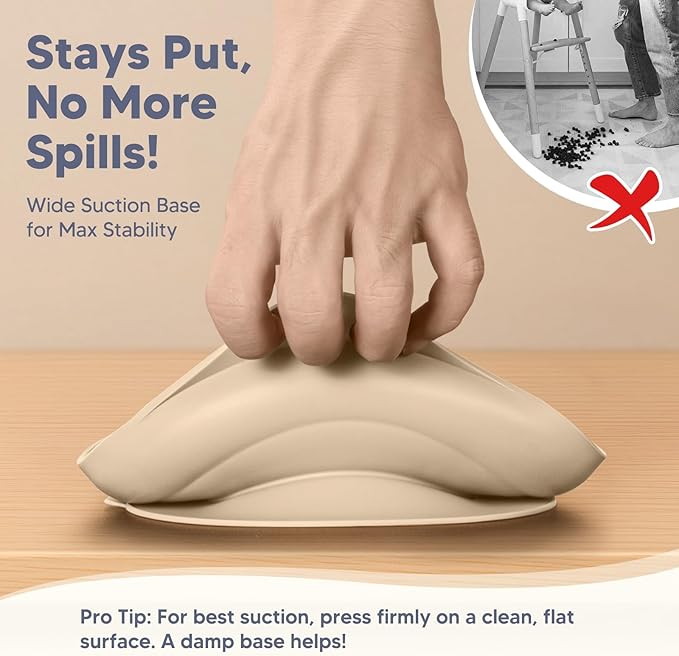 Beige Three - Compartment Silicone Plate: Safe, Slip - Resistant and Easy to Clean, Aiding Babies in Healthy Meal Partitioning