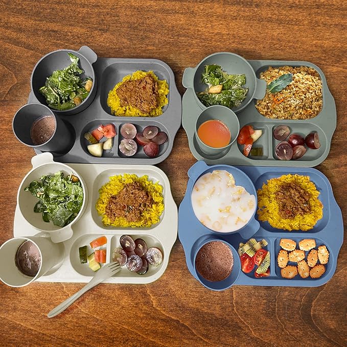 Multi - Color Partitioned Silicone Tableware Set: Safe and Practical, Meeting Diverse Dining Needs
