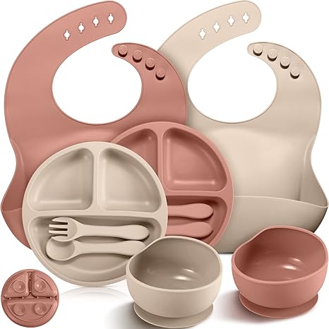 Multi - Piece Silicone Baby Feeding Set: Safe and Slip - Resistant, Meeting Babies' Growing Dining Needs