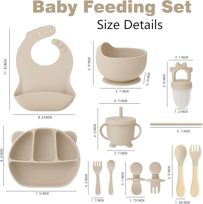 Multifunctional Silicone Baby Feeding Set: Safe Material, Considerate Design, Facilitate Easy Feeding