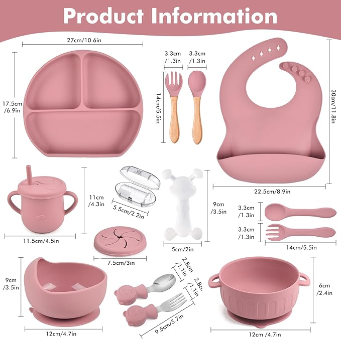 Pink Baby Silicone Tableware Set: Safe and Slip - Resistant, Helping Babies Enjoy Meals Happily
