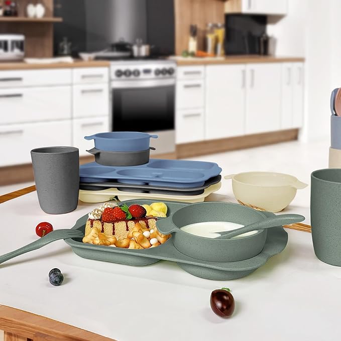 Multi - Color Partitioned Silicone Tableware Set: Safe and Practical, Meeting Diverse Dining Needs