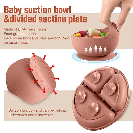Multi - Piece Silicone Baby Feeding Set: Safe and Slip - Resistant, Meeting Babies' Growing Dining Needs